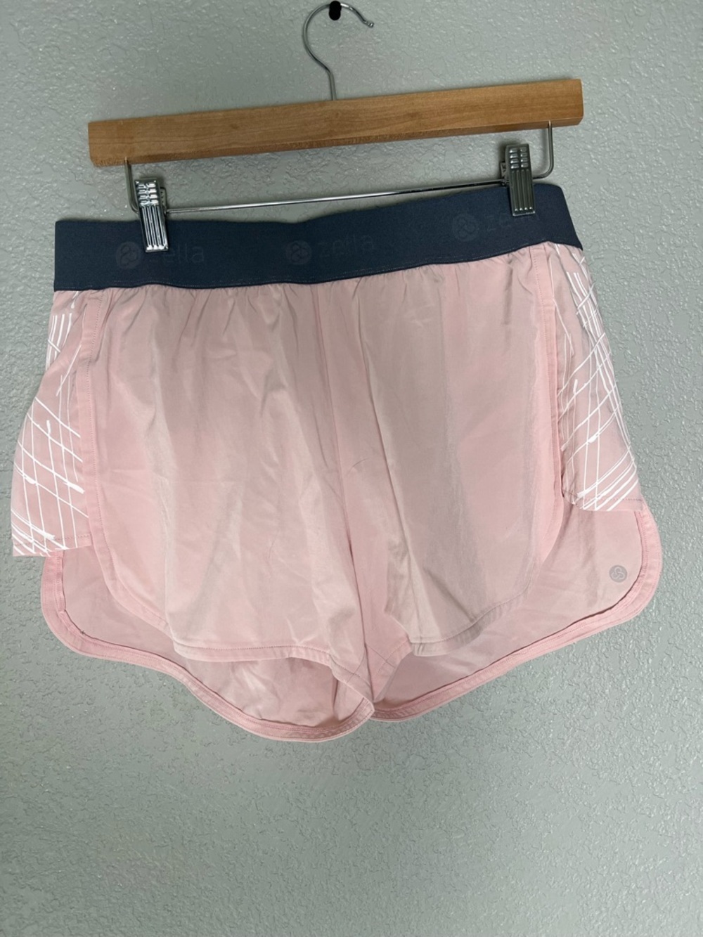 Zella Pink Athletic Shorts with Gray Waistband